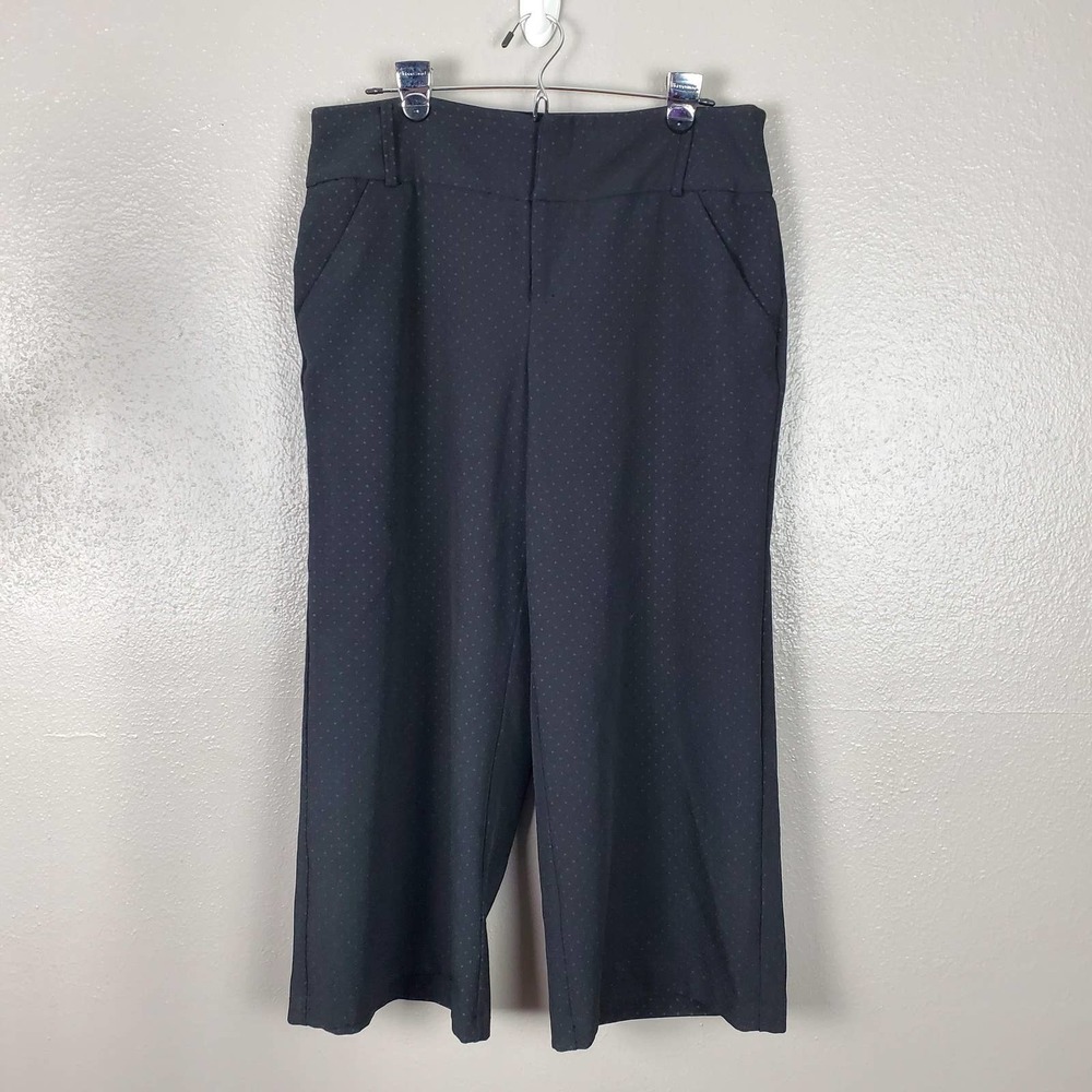 Elle Flocked Black High Rise Wide Leg Crop Pants
